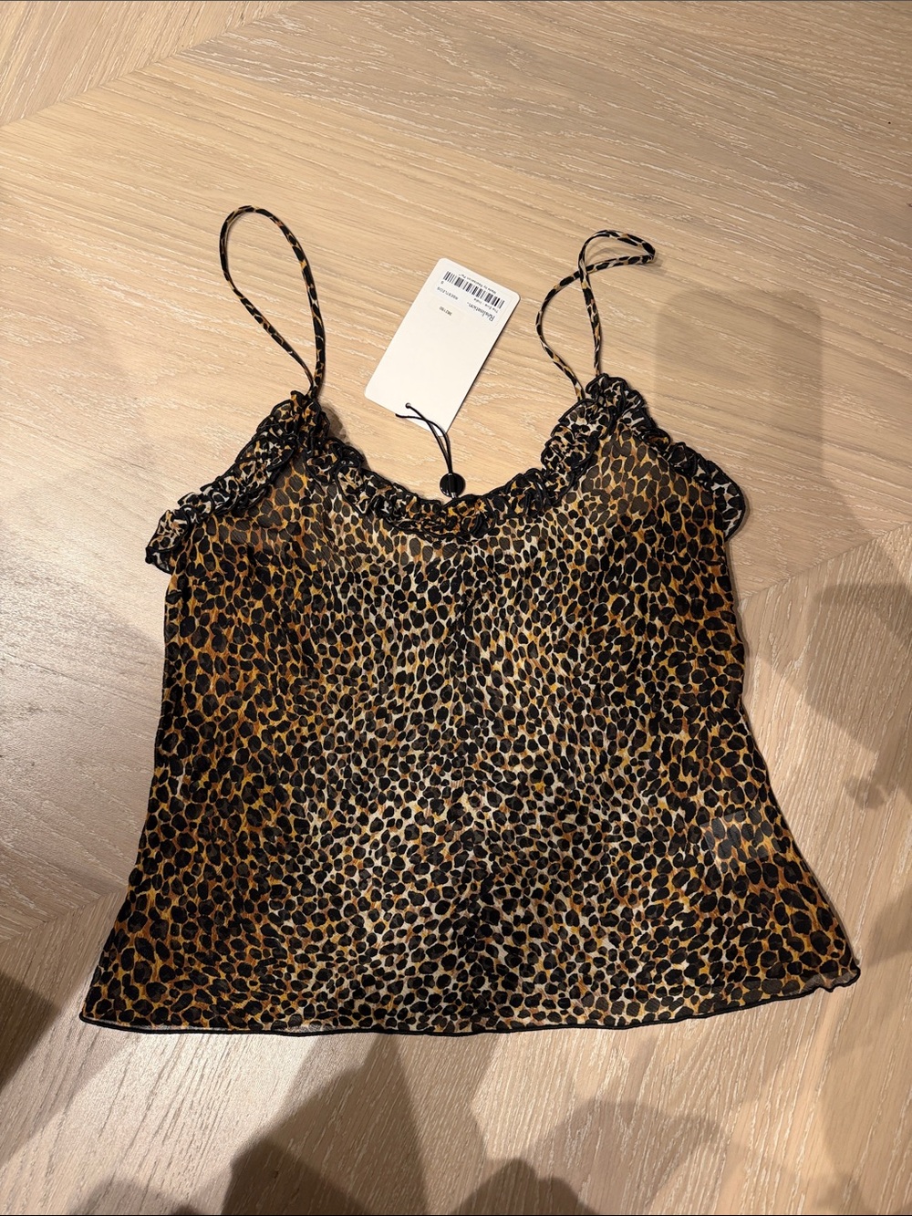 Realisation Par with tag Leopard Print Spaghetti Strap Cami Top - Brown/Black